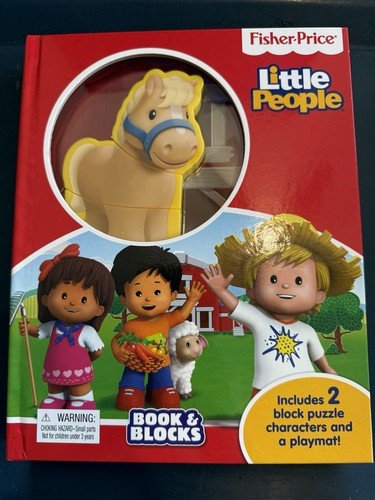 Fisher Price Book & Blocks Busy Book Little People Farm Horse Cow Puzzle New