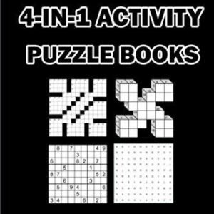 4-In-1 Activity Puzzle Books For Adults - Crossword, Kakuro, Suk