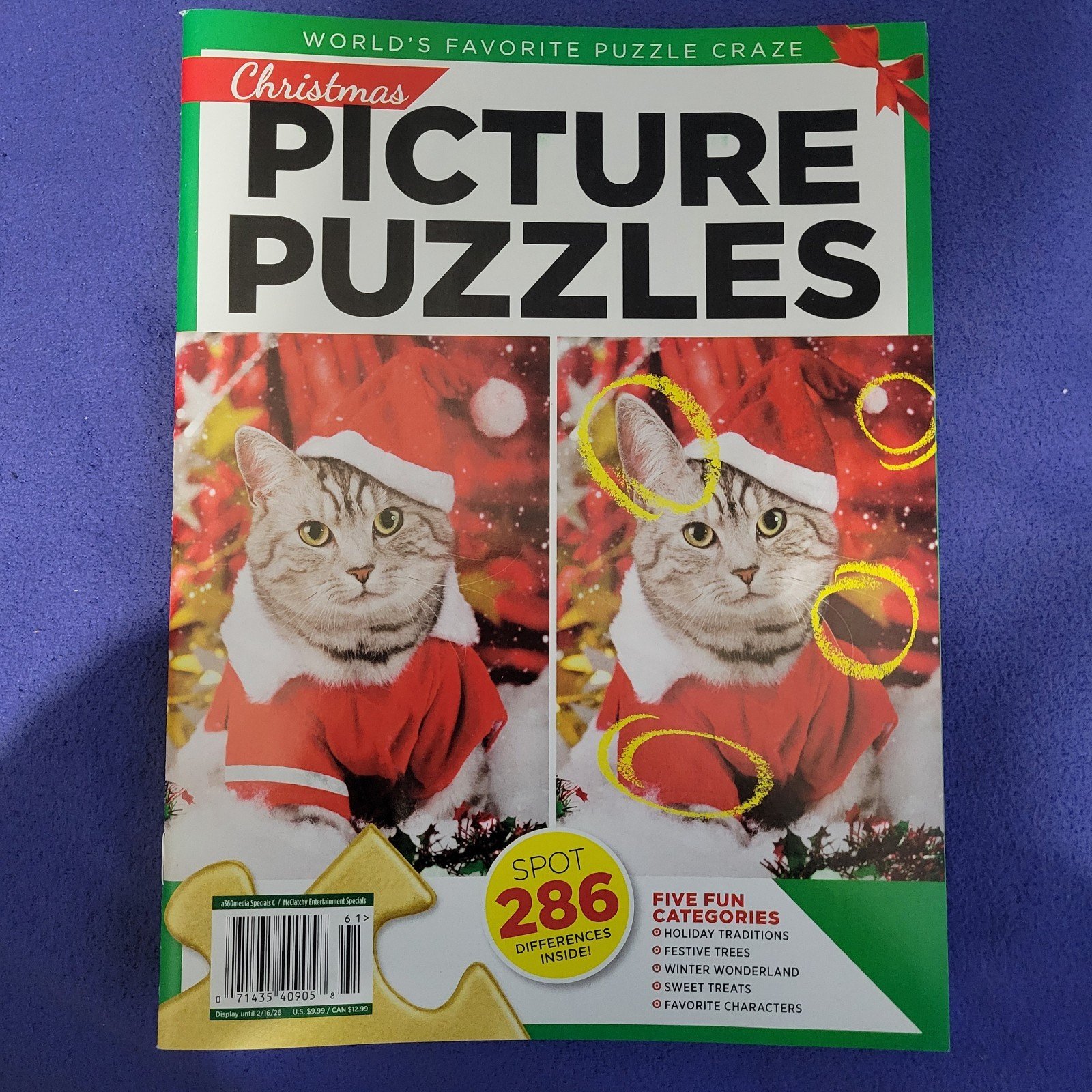 Christmas CAT PAWZZLES Magazine 2025 ~ Puzzles ~ 286 Differences Inside ~ Cats