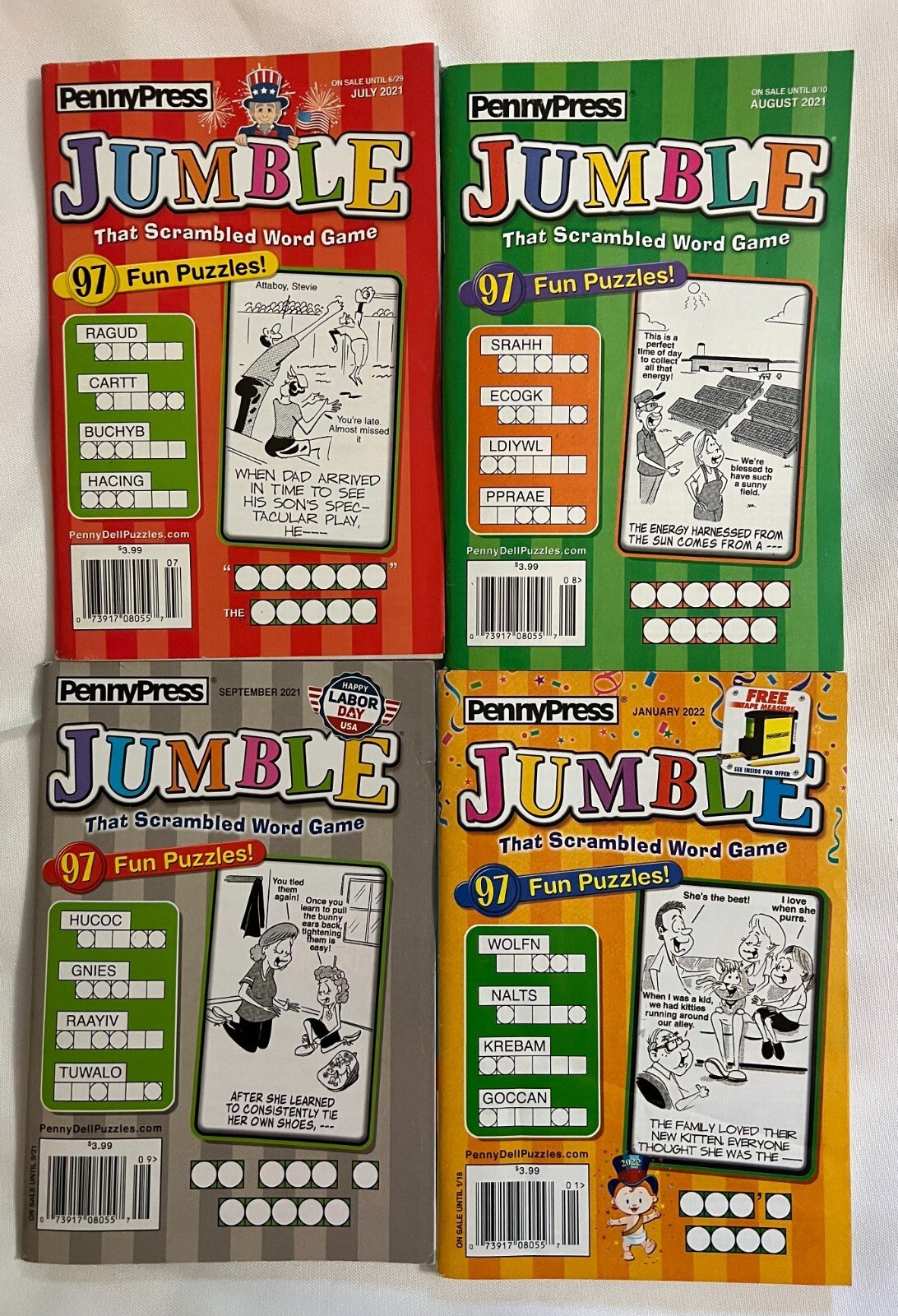 Lot of (4) Penny Press Jumble That Scrambled Word Game Puzzle Books 2021/22