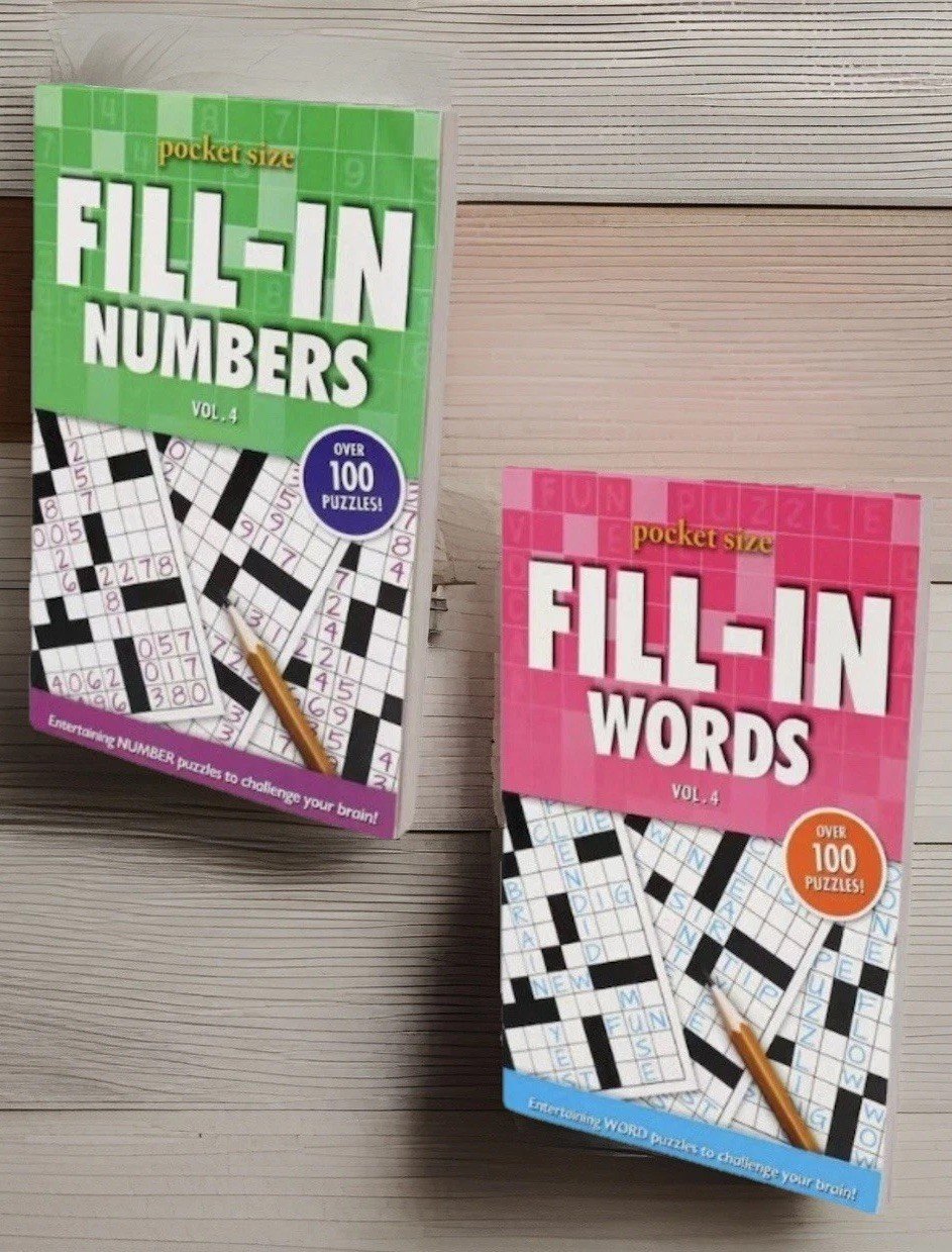 Fill-In Pocket Size Puzzle Book – Like Crossword But With Numbers Or Words