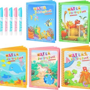 5 Pack Reusable Water Coloring Book for Toddlers, Water Doodle Book Toys, Paint