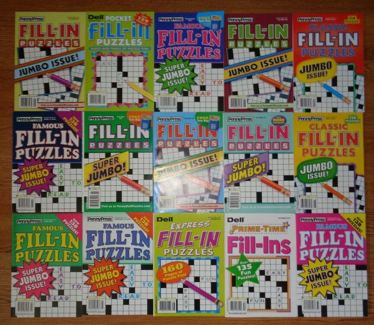 Lot of 10 Penny Press Fill-Ins Puzzle Books Express Famous Pocket Jumbo Unsorted