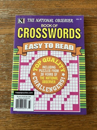 Book Of Crosswords Kappa Volume 83 Easy To Read Puzzles The National Observer
