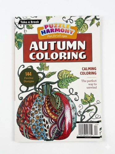 Autumn Adult Coloring Book 144 Designs Fall Harvest Take a Break Puzzle Harmony