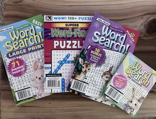 Lot of 4 New Word Search Puzzle Books