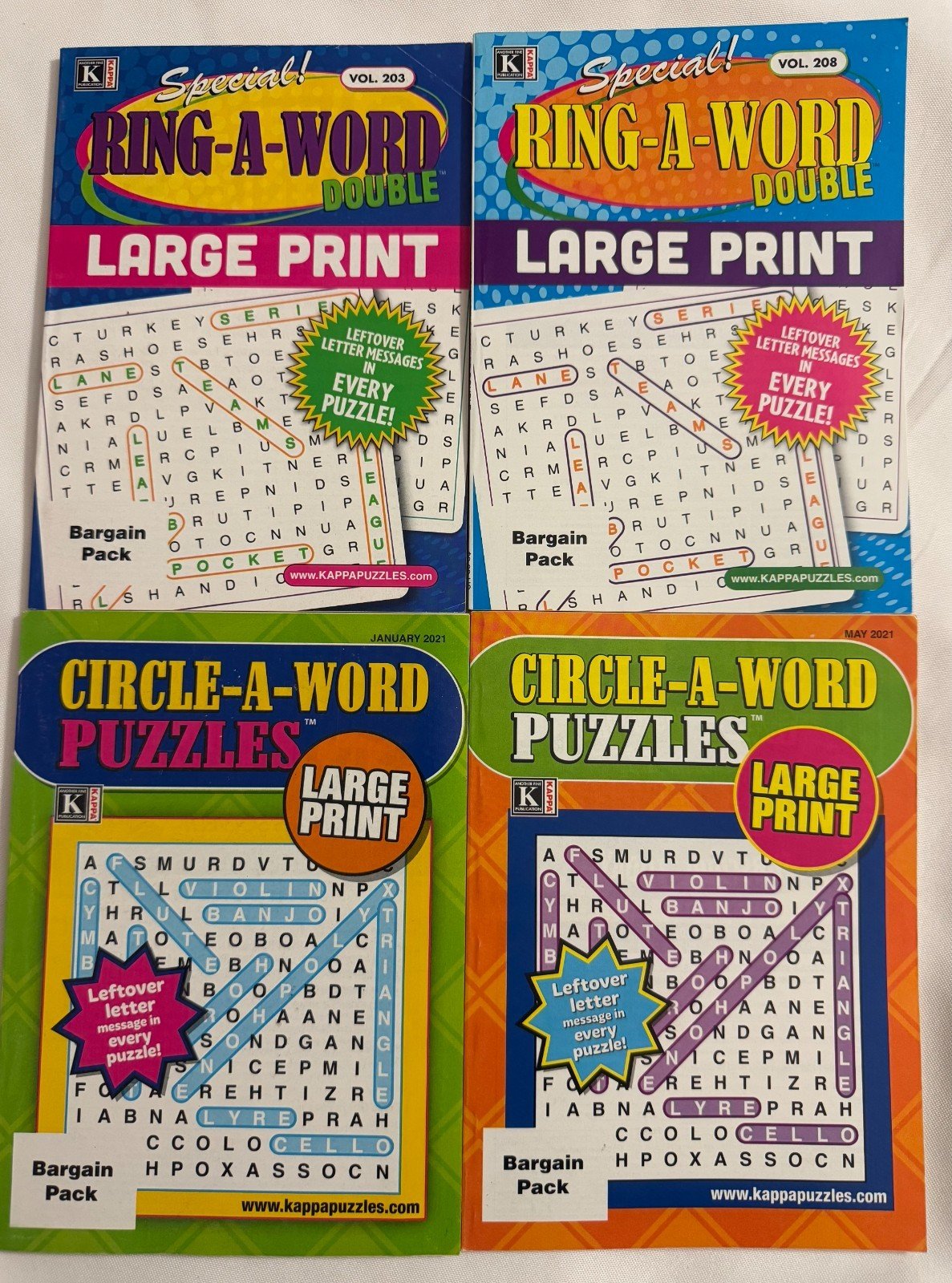 Lot (4) Special! Ring-A-Word Circle-A-Word LARGE PRINT Puzzle Books 2020/21