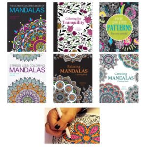 6 Adult Coloring Book Mandala Geometrical Designs Stress Relief Relaxation Color