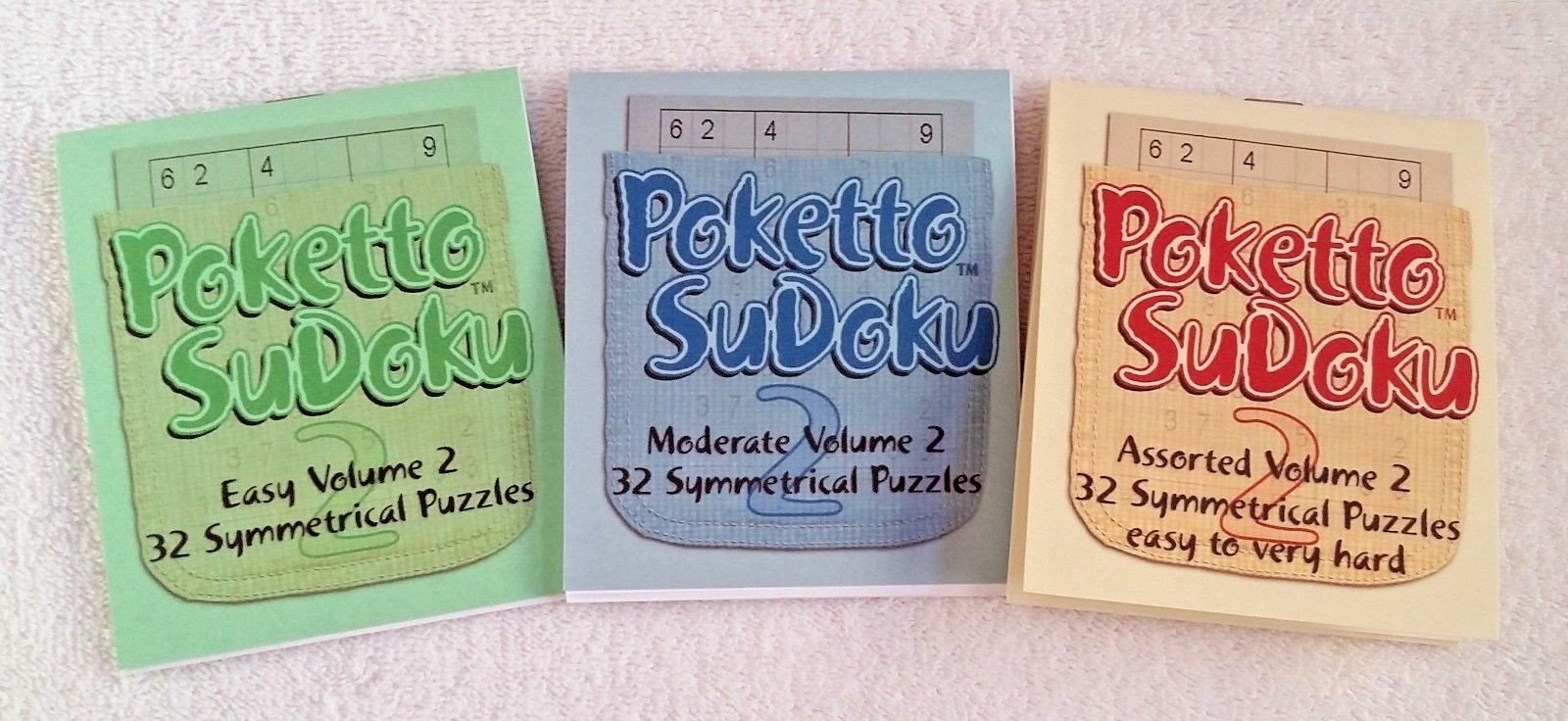 Poketto SuDoku Volume 2 Variety Pack ~ 3 Pocket sized Sudoku Puzzle Books