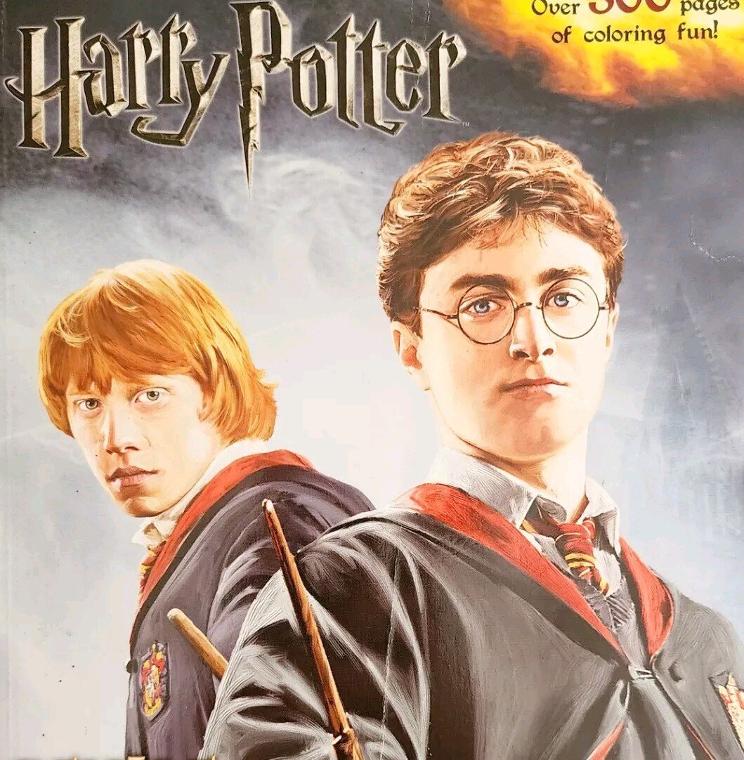 2008 Harry Potter Deluxe Coloring Book 300 Pages Scholastic PB Partial Used DWOO