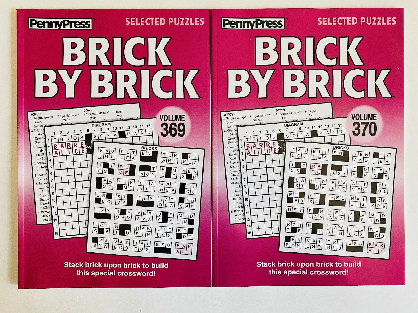 Lot of 2 BRICK BY BRICK Penny Press Selected Puzzles DELL Variety crosswords