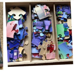 PJ Masks Look & Find HC Book, 48-piece puzzle and 5 puzzle set w wooden box