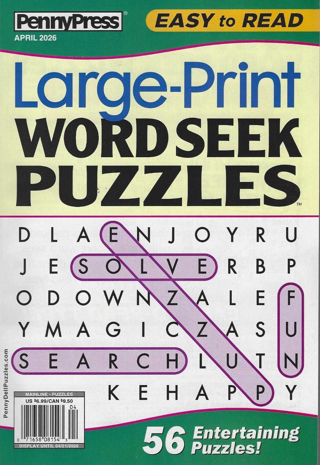 Penny Press Large Print Word Seek Puzzles April 2026