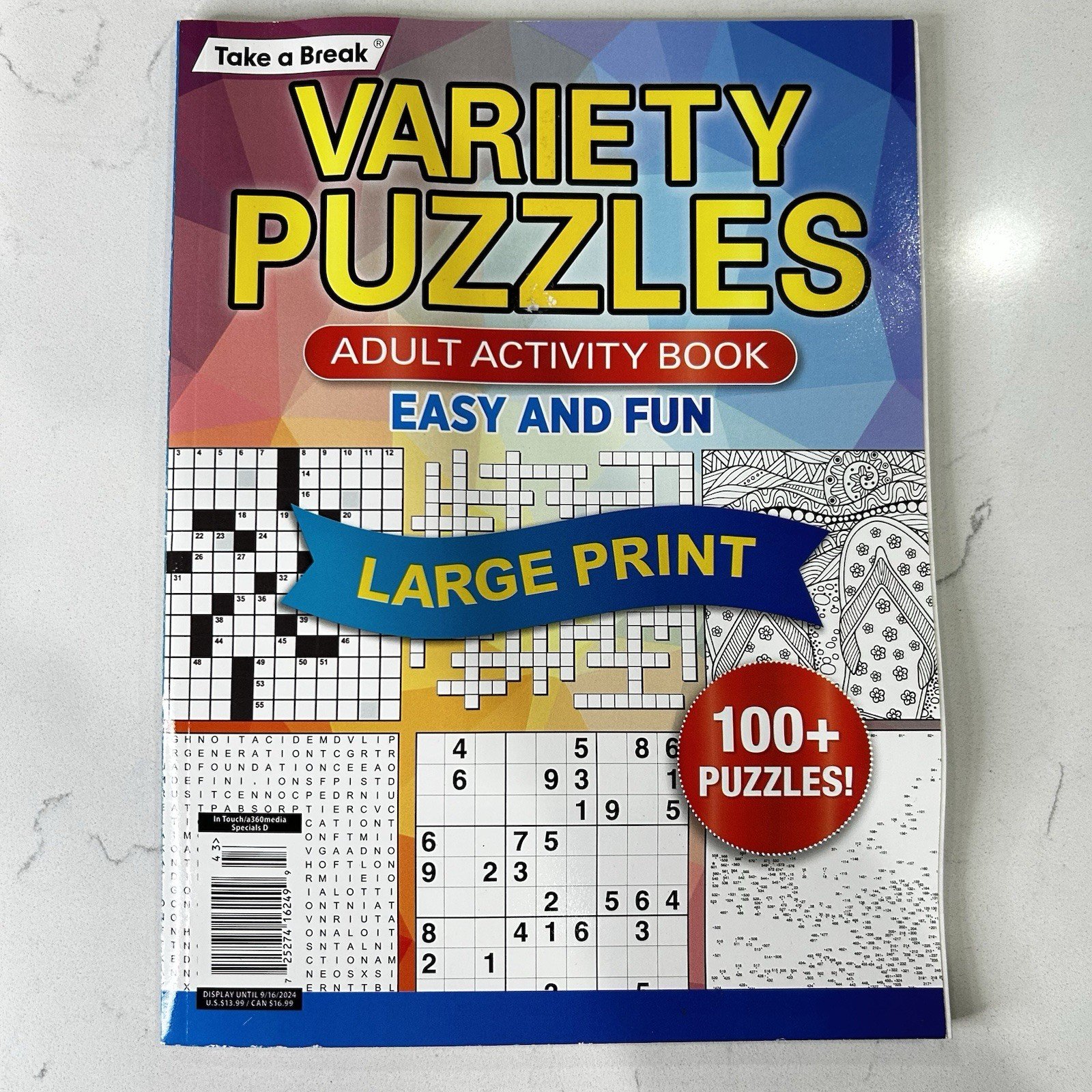 Take a Break Variety Puzzles Adult Activity Book Large Print Magazine A360media