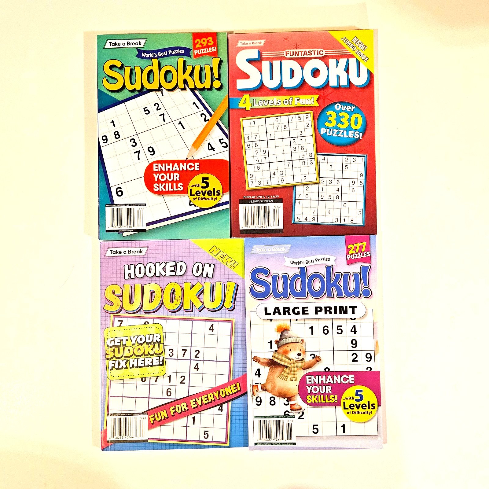 4 Sudoku ! Puzzle Game Book  Magazines From Take A Break Books Puzzles