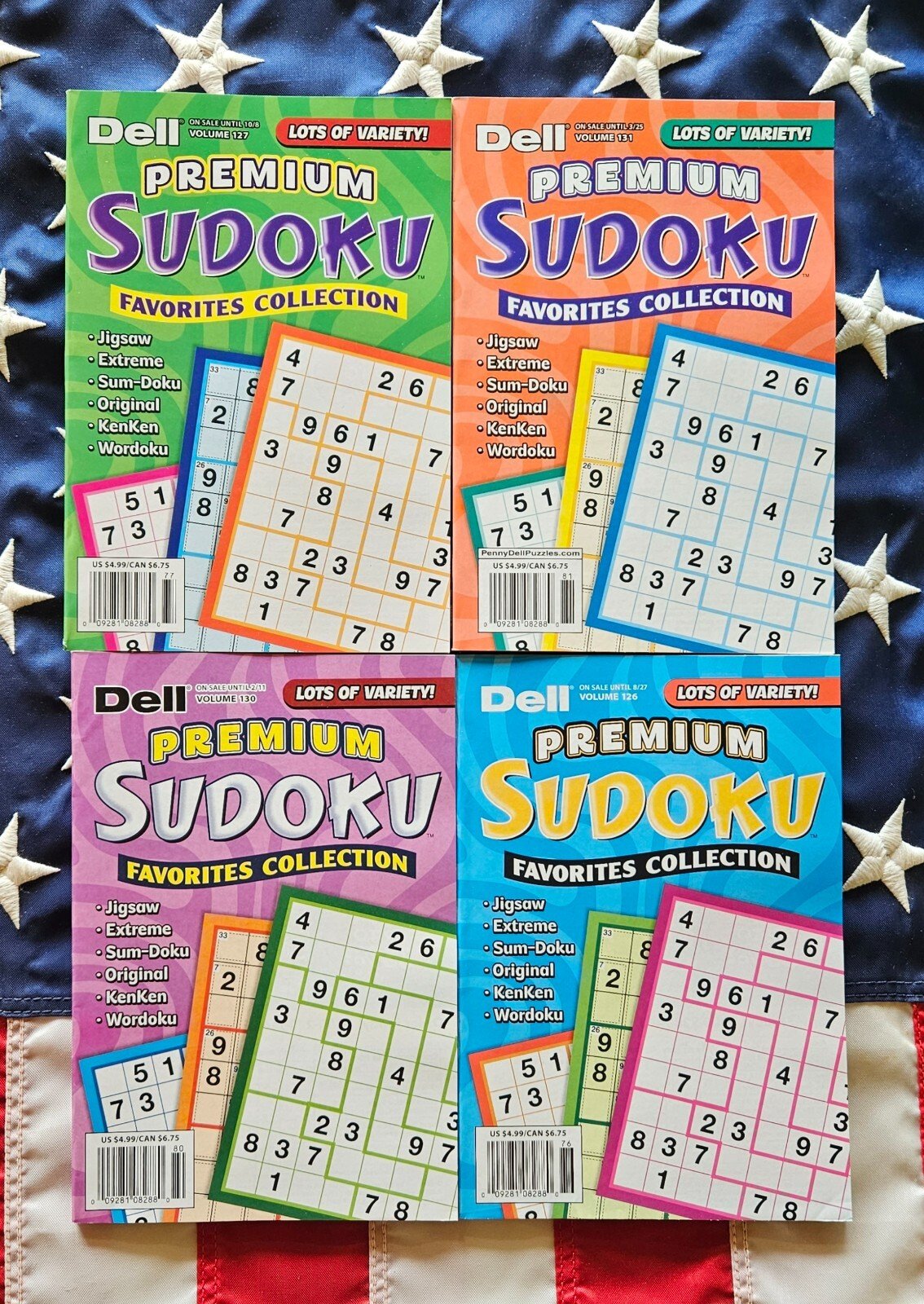 Lot of 4 Penny Dell Premium Favorites Sudoku Jigsaw KenKen Sum-doku Extreme