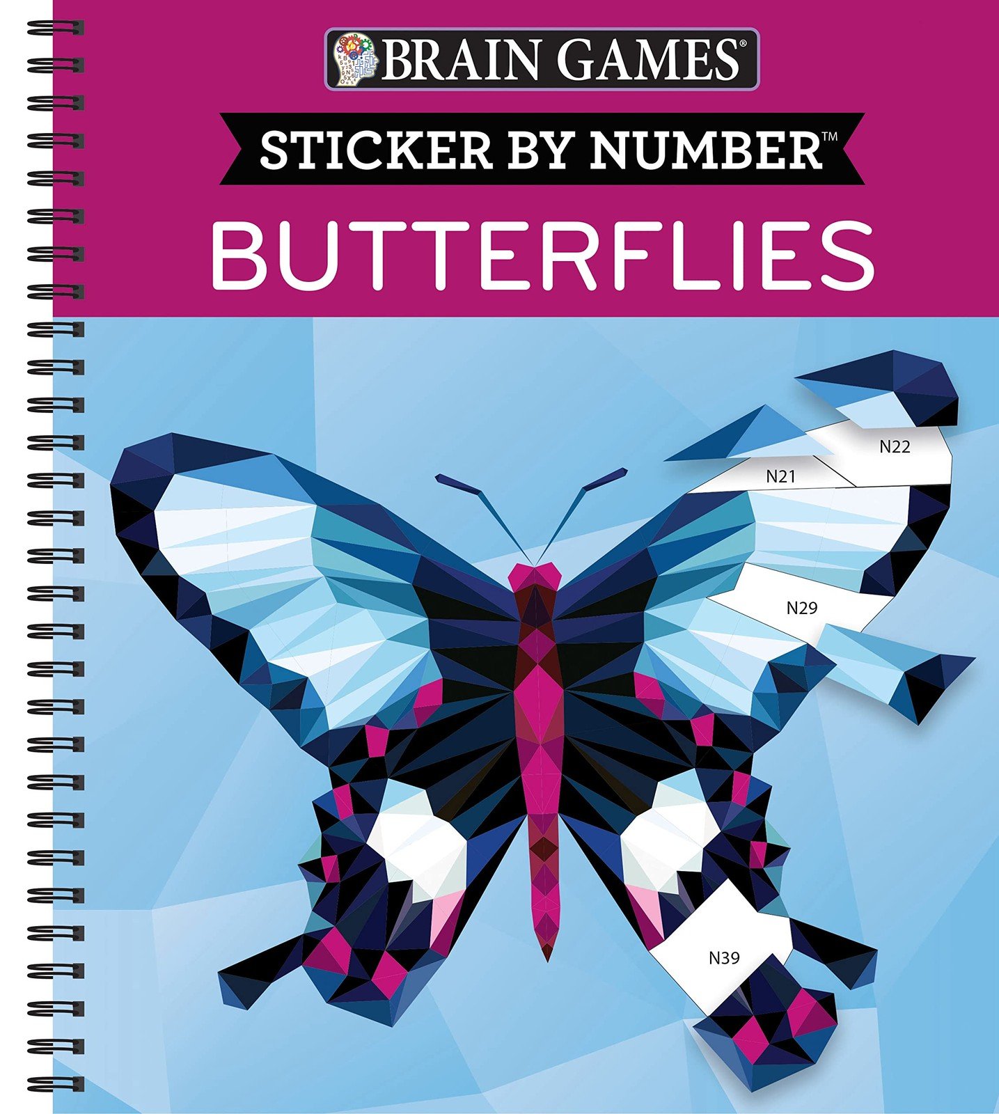 Brain Games – Sticker by Number: Butterflies – 2 Books in 1 (42 Onesize