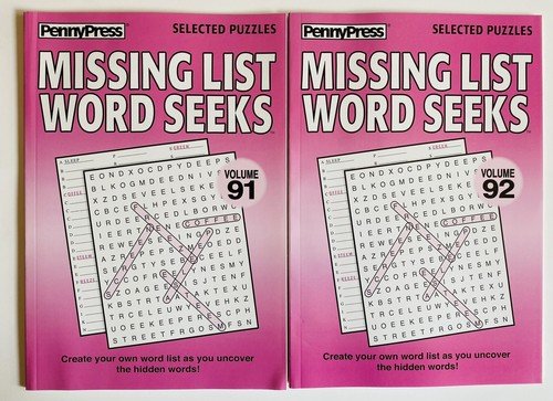 Lot of 2 Missing List Word Seek Search Find Puzzle Books Penny Press Vol 91 92