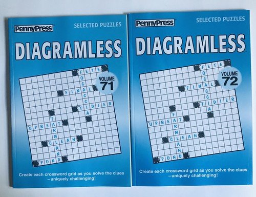 Lot of 2 Diagramless Crossword Puzzles Books Penny Press Dell Variety  71 72