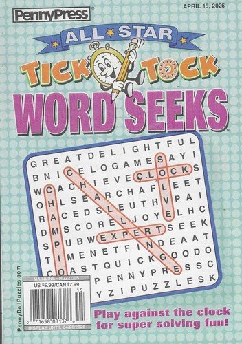 Penny Press All Star Tick Tock Word Seeks  Digest Size April 15th  2026