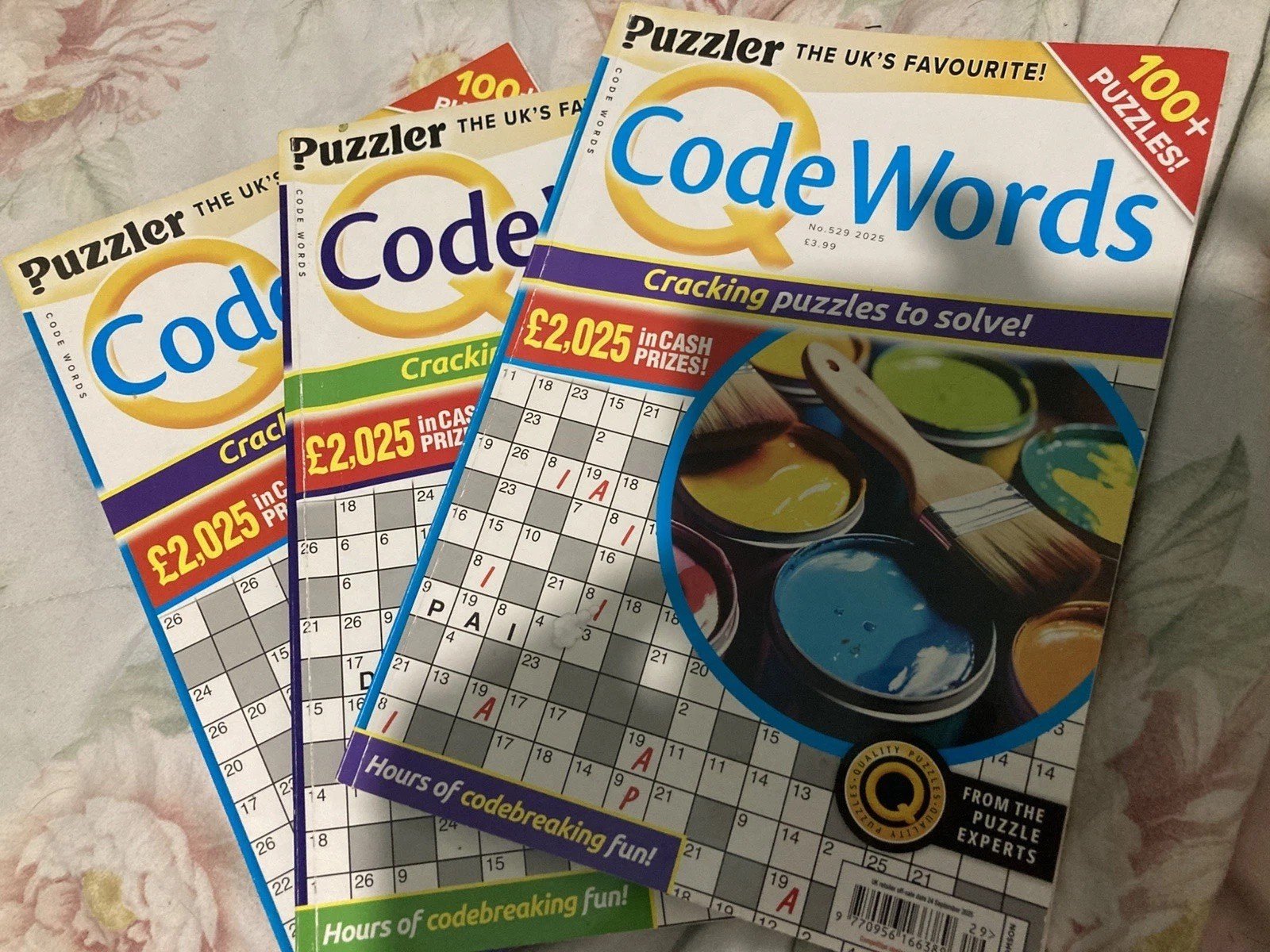 PUZZLER Q CODE WORDS 3 x Magazine puzzle books. BNWT wordsearch pads
