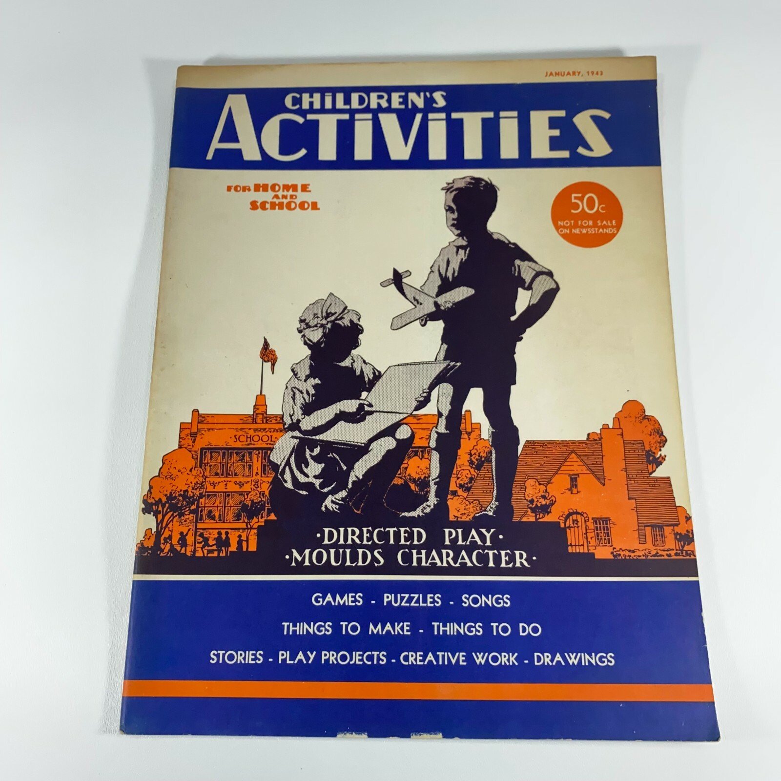 Vintage Children’s Activities Book January 1943 WW2 Era Games Puzzles Stories