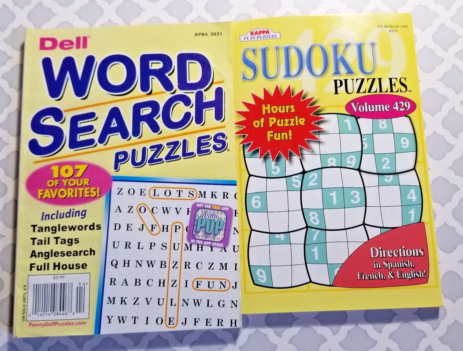 Sudoku & Word Search Puzzle Books Paperback  Brain Games A