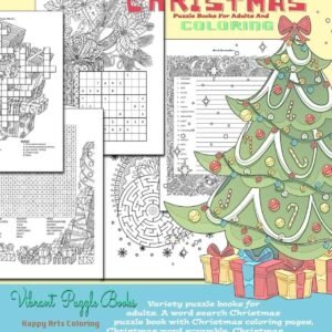 CHRISTMAS puzzle books for adults and coloring. Variety puzzle books for adul...