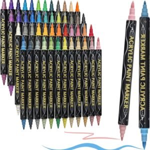 Markers for Adult Coloring Books No Bleeding, Dual Tip Acrylic Paint Markers, Br