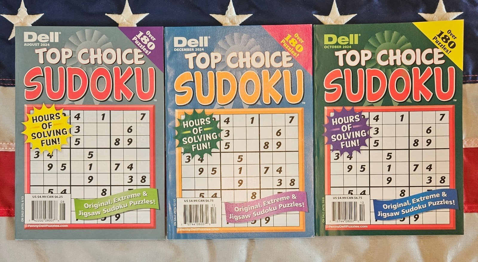 Lot of 3 Penny Press Dell Top Choice Sudoku Puzzles Easy Med Hard Extreme Jigsaw