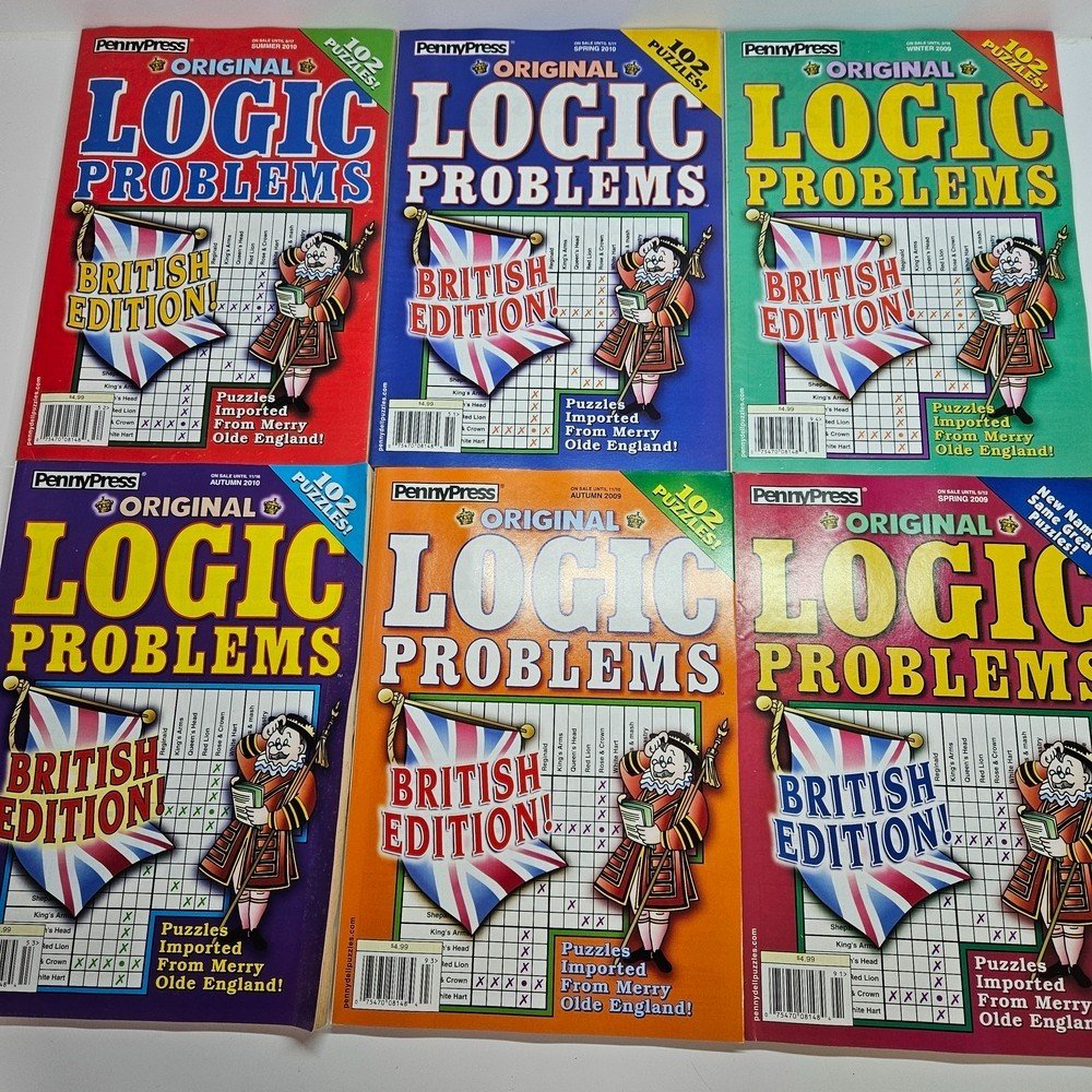 NEW 6 Penny Press Dell Original Logic Problems British Edition England 2009 2010