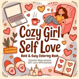 Cozy Girl Self-Love Bold & Easy Coloring Book: Includes Motivational Self-Love A