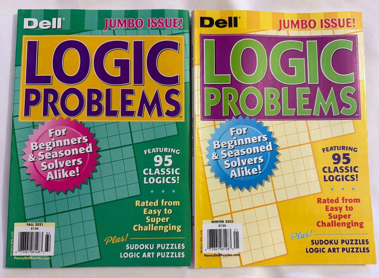 Lot of (2) Dell Logic Problems Jumbo Puzzle Books Fall  2021 & Winter 2022