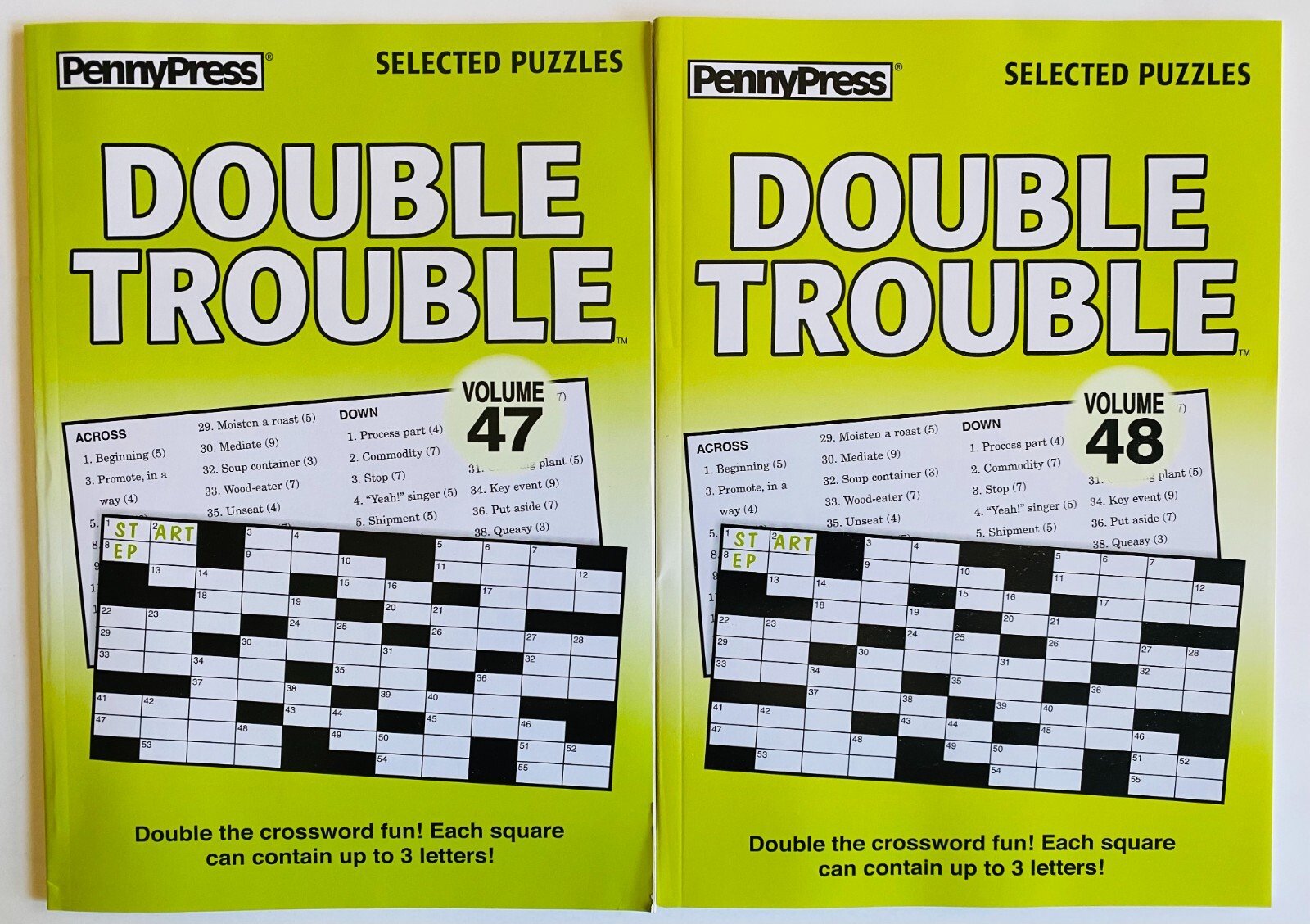 Lot of 2 DOUBLE TROUBLE Penny Press Selected Puzzles DELL Variety crosswords