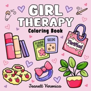 Girl Therapy Coloring Book: Bold and Easy Designs for Adults and Teens, Simple,