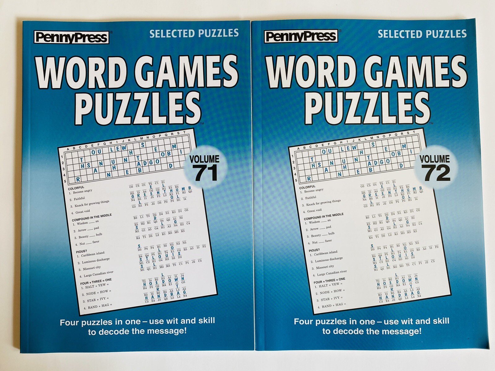 Lot of 2 Word Games Puzzles Penny Press Selected Variety DELL quotetations 71 72