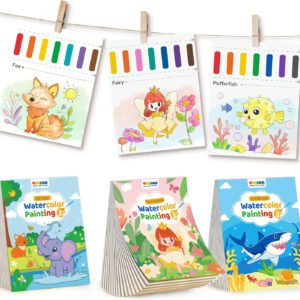 3 Pack Paint with Water Coloring Books for Toddlers, Watercolor Painting Set wit
