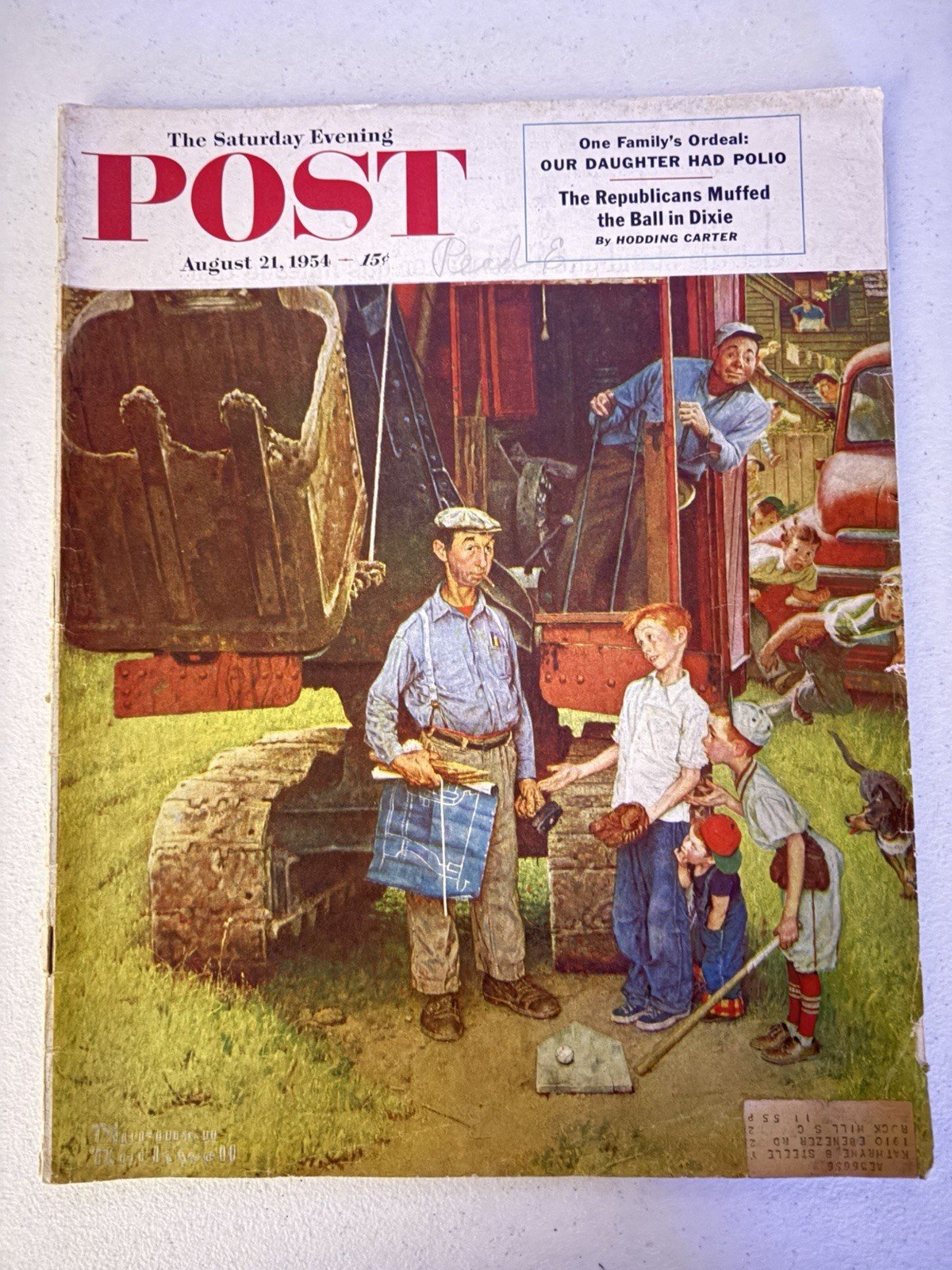 Saturday Evening Post Aug 21, 1954 Norman Rockwell – Polio Car Ads Republicans