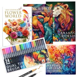 Adult Coloring Book for Adults Relaxation, Stress Relief Coloring Book with 2...