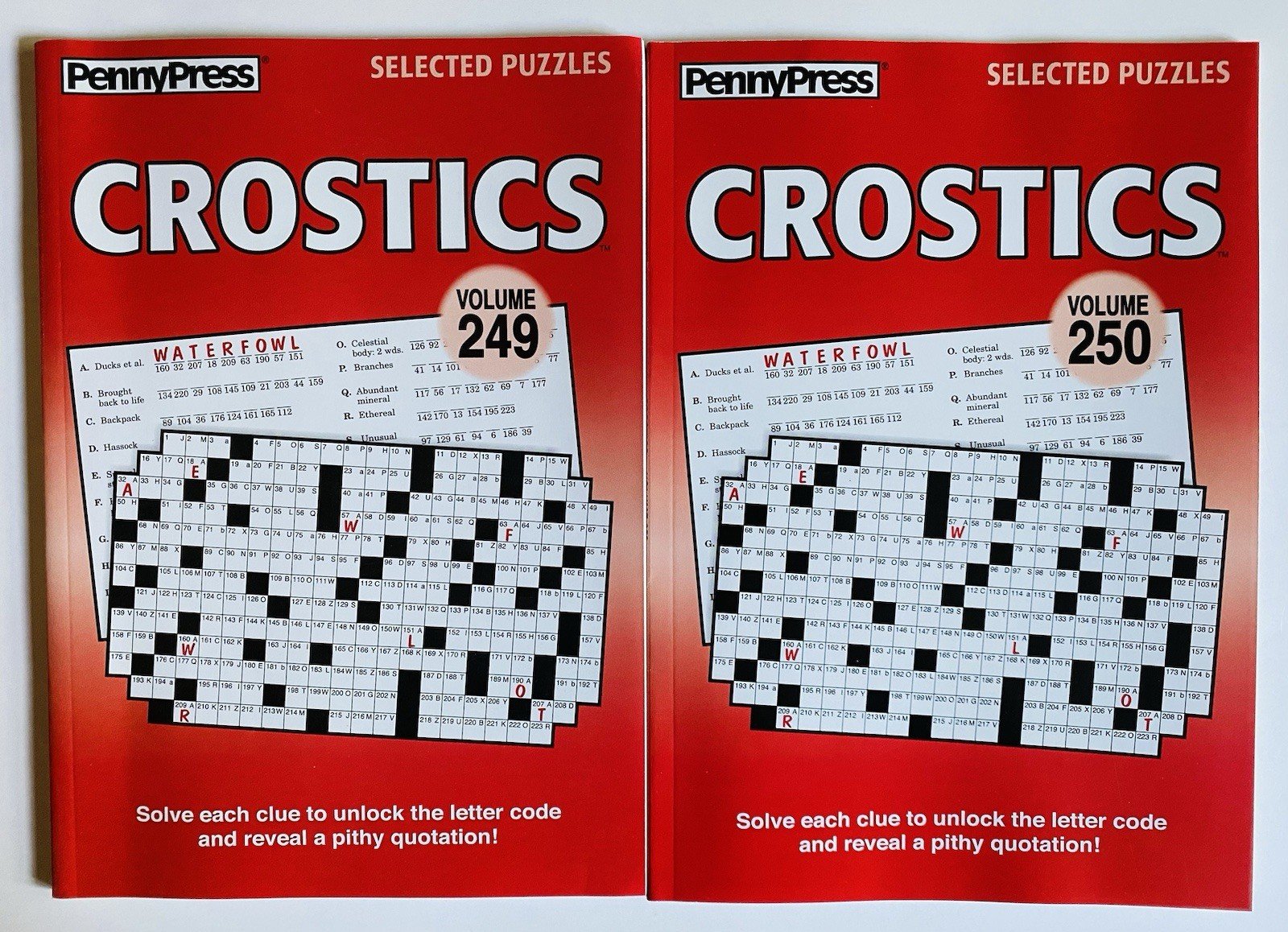 Lot of 2 CROSTICS Penny Press DELL Selected Puzzle Variety quotation letter code