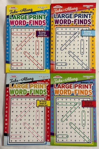 Lot of (4) Kappa Take-Along LARGE PRINT Word-Finds Puzzle Books 2017/2018