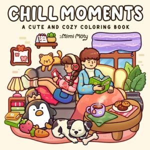 Chill Moments: A Cute and Cozy Coloring Book for Adults and Teens Featuring Girl