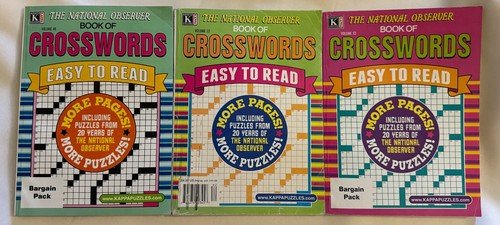 Lot of (3) Kappa The National Observer Book Crosswords Puzzle Books 40,52,53