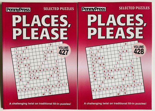 Lot of 2 PLACES PLEASE fill In Ins Penny Press Selected Variety Puzzles Dell