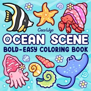 Ocean Scene: Coloring Book for  and Kids, Bold and Easy Designs for Relaxation w