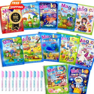 Dduolammng 12 Pack Water Coloring Books, Reusable Colorful, white