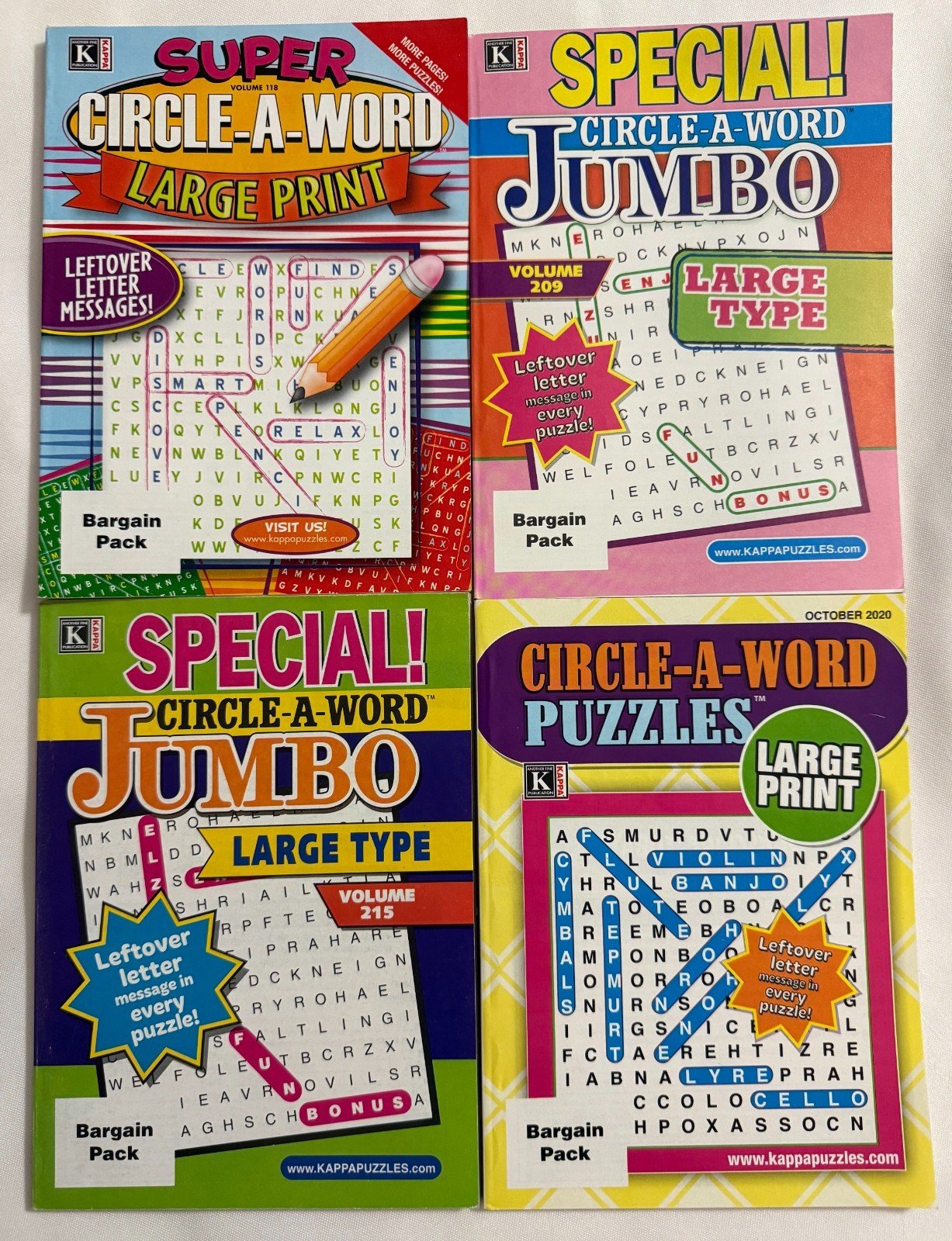 Mixed Lot Of (4) Super Special! Circle-A-Word LARGE PRINT Puzzle Books 2020-2021
