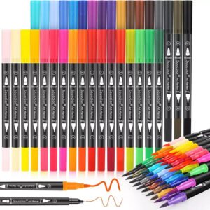 Soucolor Art Brush Markers Pens for Adult Coloring Books, Aesthetic Cute School