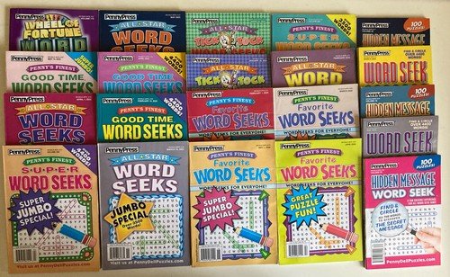 Lot of 6 Dell Penny Press Word Search Puzzle Books UNSORTED MIXED Seek Hunt