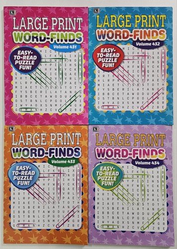 4 Large Print Word-Finds Puzzle Books Kappa Games Vol #431-434 ~ Search,Hunt